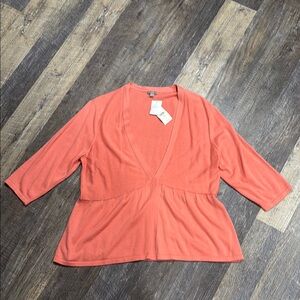 J. Jill Salmon Color One Snap V-Neck Shirt